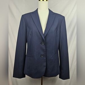 Jones New York Platinum Collection Navy Blue Womens Blazer Sz 14 Classic